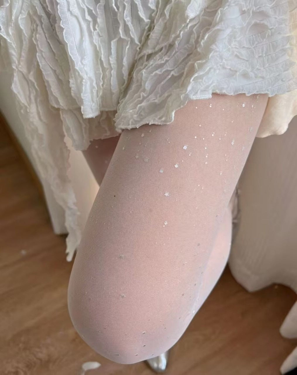 2023New Shiny Silk Socks Versatile Personality Pearl Print College Style Socks Cosmic Star Shiny Pantyhose for Women