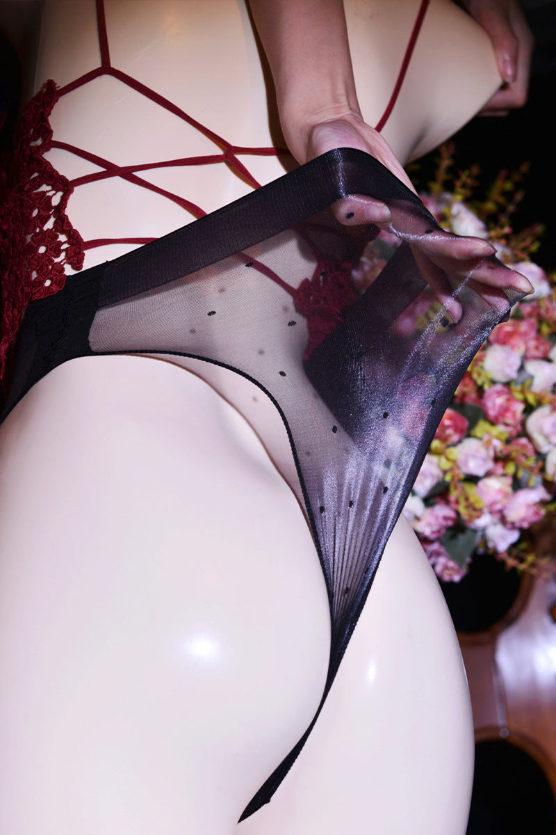 Ultra-thin Glossy Triangle Briefs jj Set1D Polka Dot Fully Transparent Seamless Sexy Silky Wave Point Underwear Plus Size Women's Underwear