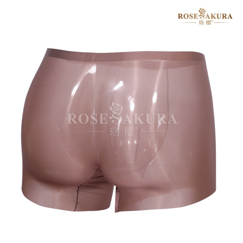 Luo Ying8522Men's Ultra-Thin Barely-There Feel Boxer Briefs Glossy Smooth Seamless Thin Transparent Sexy Triangle Underwear