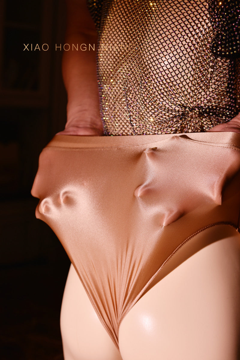 High-waisted Smooth Men's Sexy Thong T Thin and Sexy Pants jj Underwear Set Uncle Special Leather Triangle Underwear Large Size