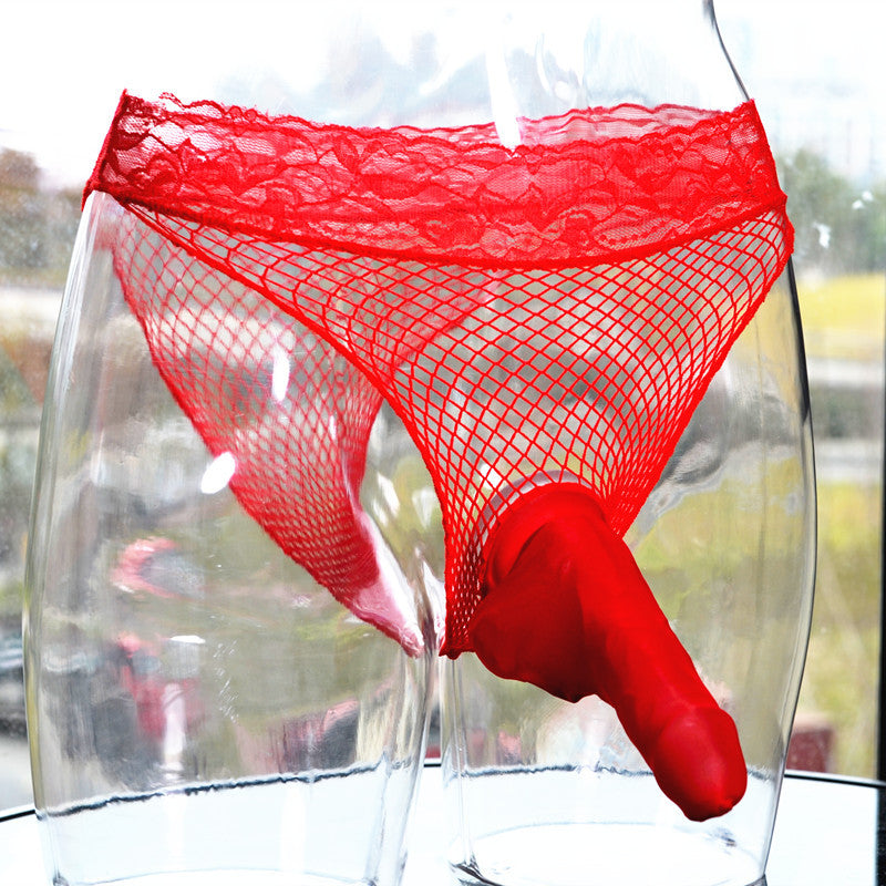 Couple's Underwear Men's Sexy jj Ice Silk Triangle Mesh Panties Hollow Temptation Silky Sexy No-Remove Lace Underwear