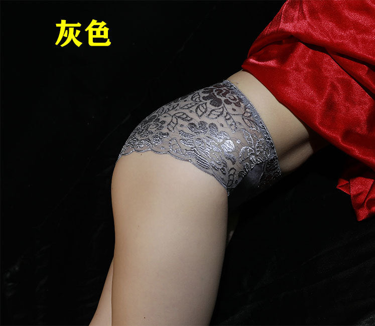 European and American Men's Lace Thong Underwear Sexy Lace Sequin Lingerie jj Set of Large Size Men's Low Waist Briefs