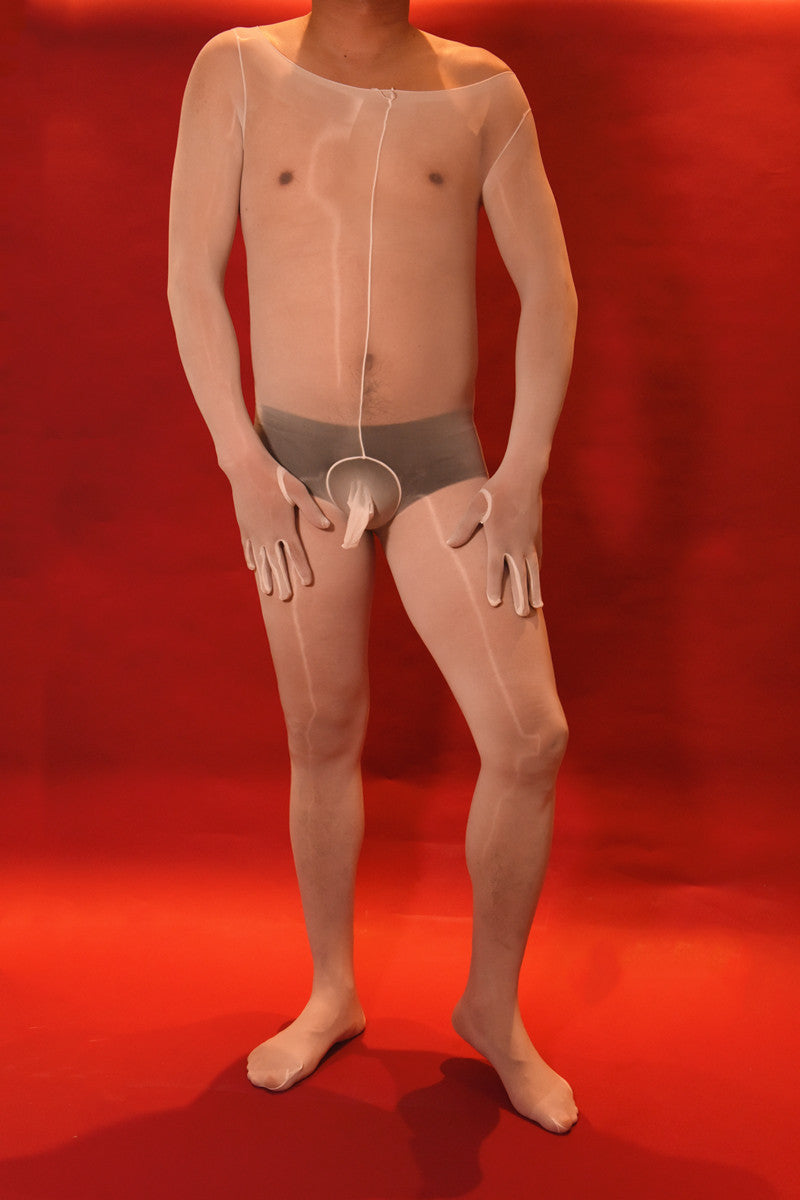 912Needle8d Shiny and silky men's five-finger bodysuit socks Glossy One-Piece Stockings for Men with Fingered Full Body Tights