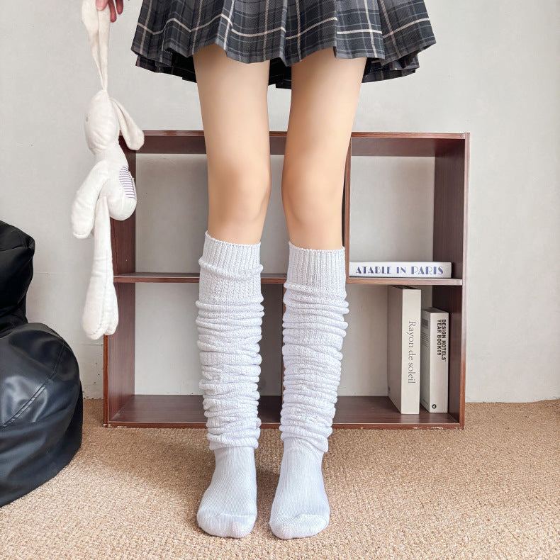 102502JK Extended High Tube Socks College Style Knee-High Calf Socks Over-the-Knee Long Socks for Women Japanese Style