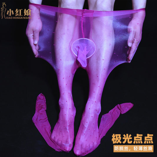 Men's Silky Stockings Sexy Jacquard Shiny Stockings with Belt jj Set of silky smooth ultra-thin airplane socks1d Aurora Pantyhose