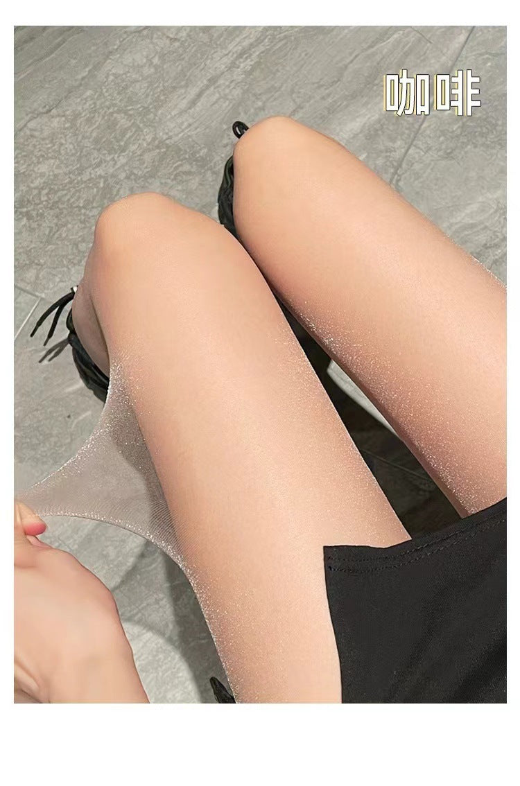 2024Summer Thin Non-Slip Pantyhose Extra Large Size Shiny Pearl Silk Stockings for Women200Jin Fat m No snagging