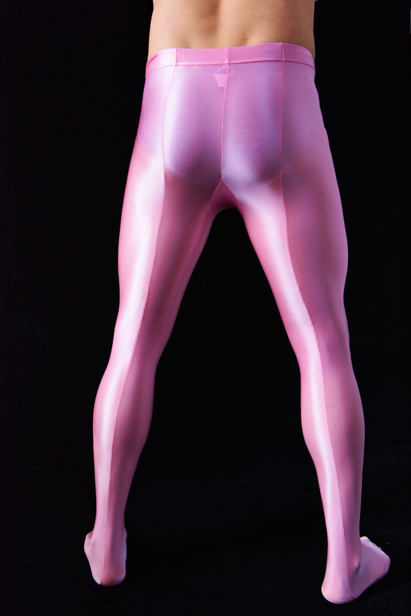 Men's Sexy Shiny Smooth Skin-Friendly Footed Back Seam Stockings Silky Ultra Elastic Tight Dance Yoga Pantyhose