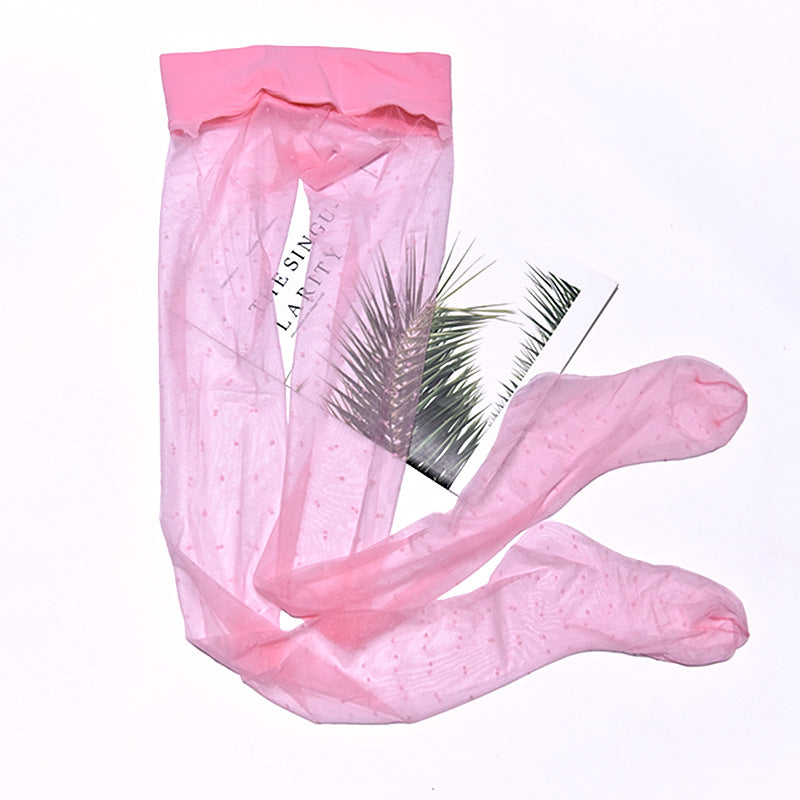 512Vintage Polka Dot Ultra-Thin Silky High-Transparency Sexy Stockings360Crotch Seamless Footed Large Size Polka Dot Stockings