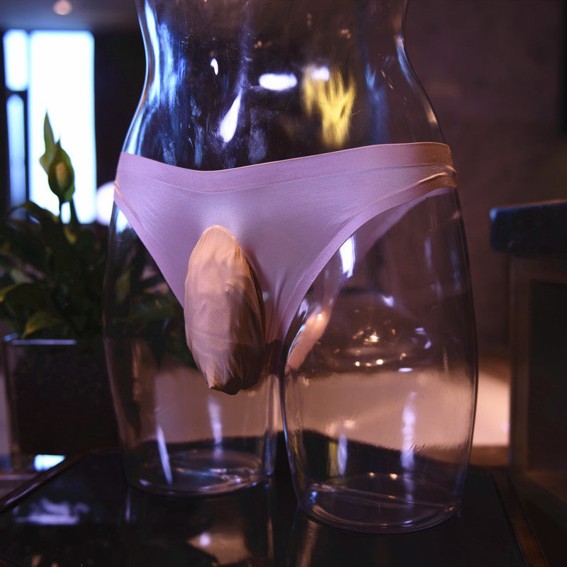 Traceless jj Underwear Ice Silk Thong Low Waist Youth Solid Color Briefs Factory Direct Tight Breathable Comfortable Men's