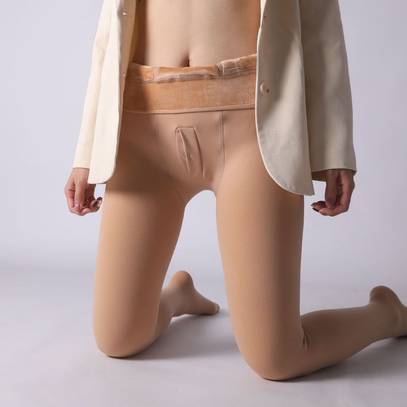 Autumn and Winter Fleece-Lined Bare-Leg Artifact Men's Smooth Sexy Leggings Gold Velvet Warm200Plus Size Pantyhose