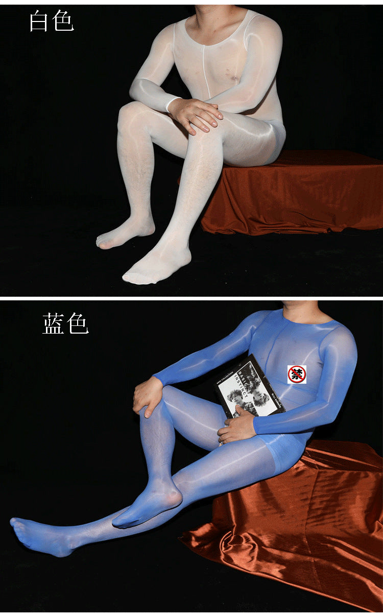 AliExpress Plus Size Shiny Full Body Stockings Bodysuit Shiny912Needle Tape jj Men's Full Body Stockings with Pants Set