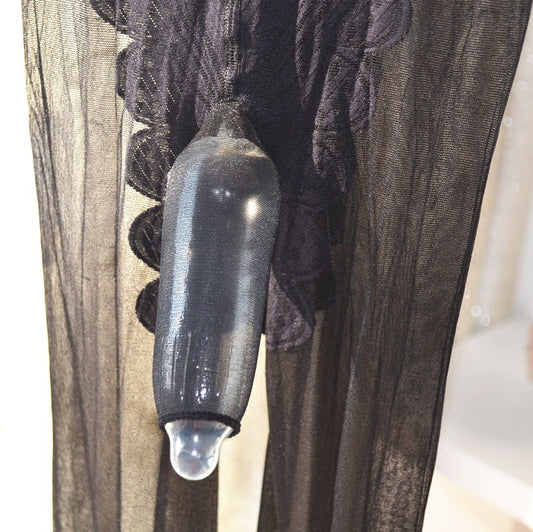 Men's Sexy Ultra-Thin Stockings Open Crotch Pantyhose Bikini Open Crotch Black Anti-Snag Stockings