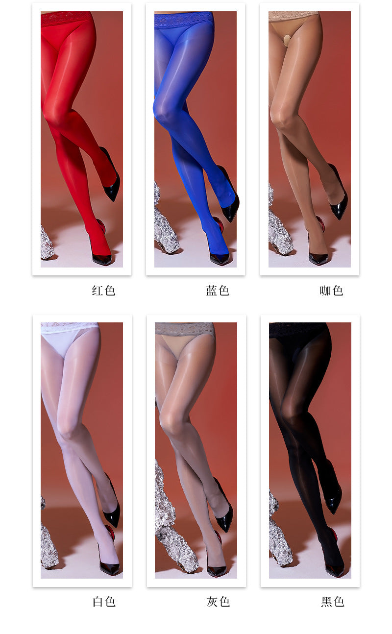 912Lace Needle360Seamless Stockings Low Waist Oil Glossy Horse Oil Stockings Shiny Leggings Open Crotch Stockings for Women Anti-Snag