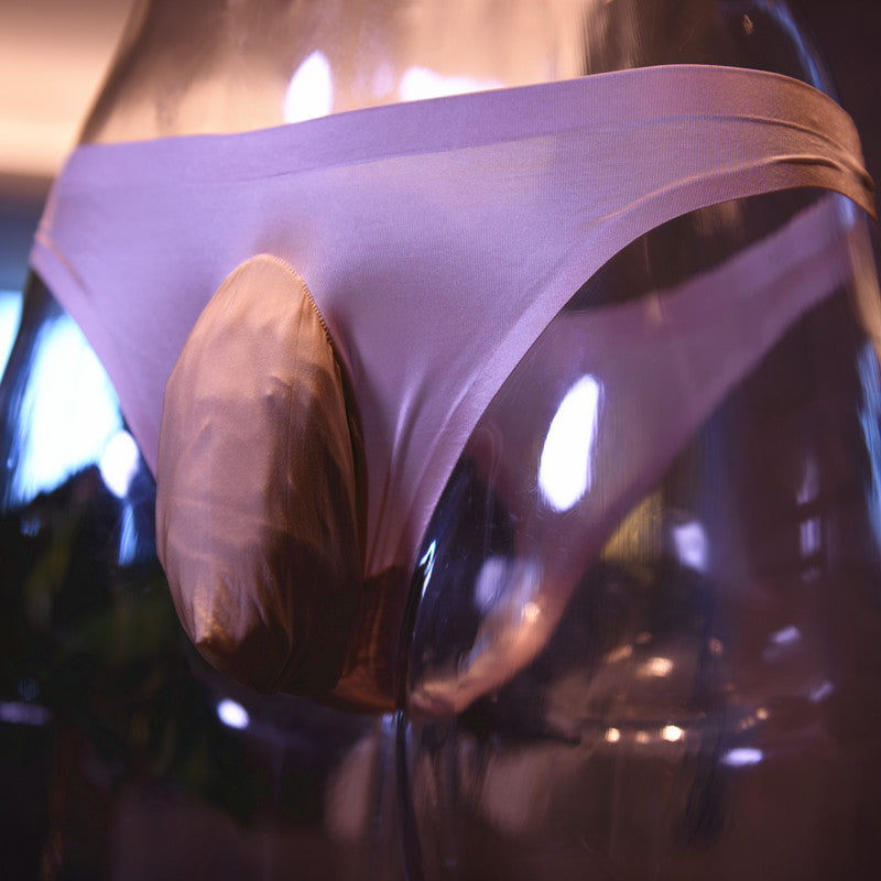 Traceless jj Underwear Ice Silk Thong Low Waist Youth Solid Color Briefs Factory Direct Tight Breathable Comfortable Men's