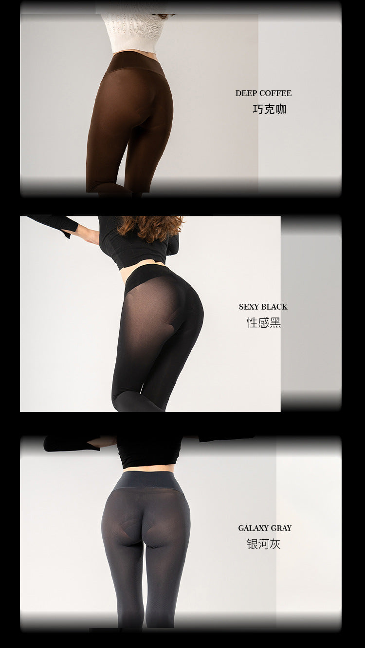 80D Velvet Seamless Deep Crotch Stockings Pantyhose Ladies Traceless Lycra Black Silk Beautiful Legs Autumn Winter Sexy Hip Lift