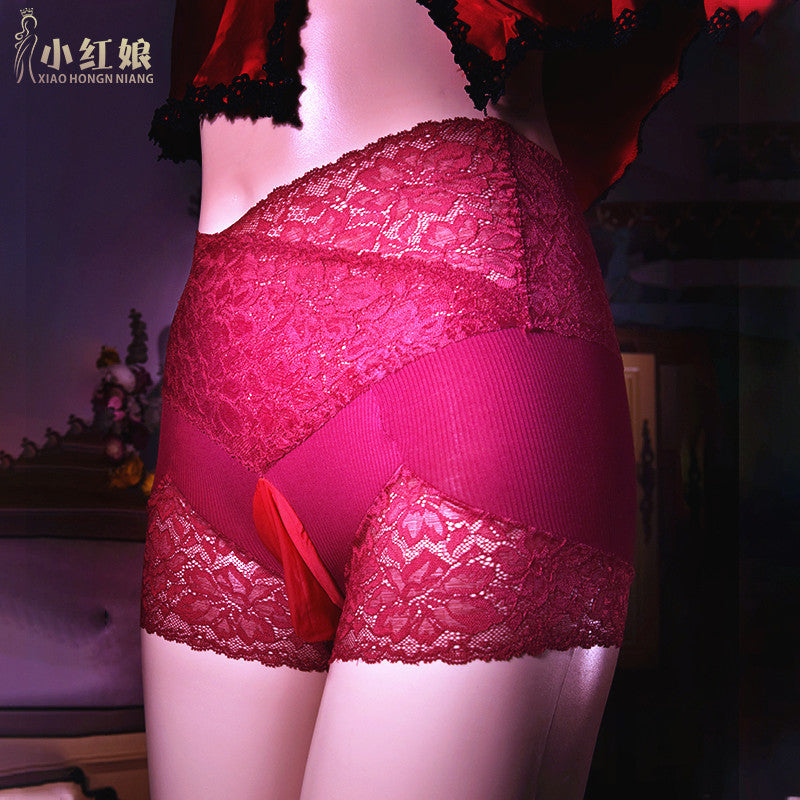 Japanese Style jj Men's Sexy Panties with Stockings, Ultra-thin Soft Mesh Lace Boxer Briefs, Airplane Socks Underwear