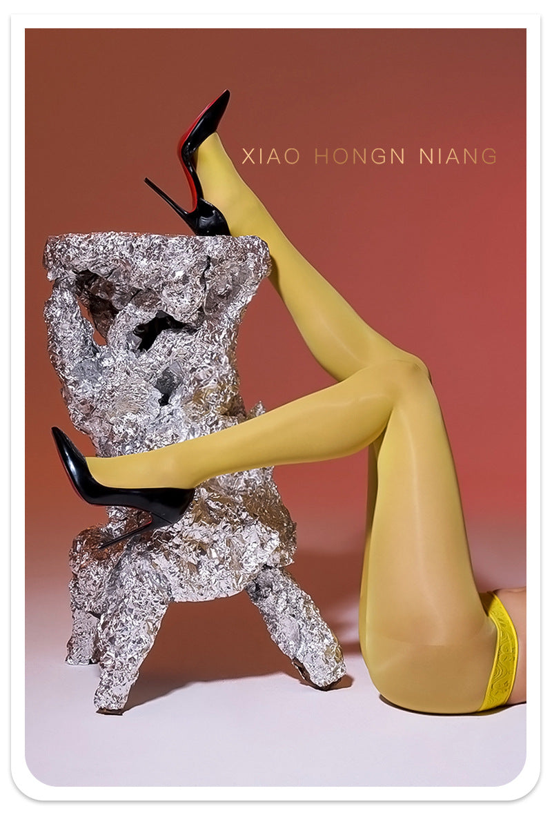 912Lace Needle360Seamless Stockings Low Waist Oil Glossy Horse Oil Stockings Shiny Leggings Open Crotch Stockings for Women Anti-Snag