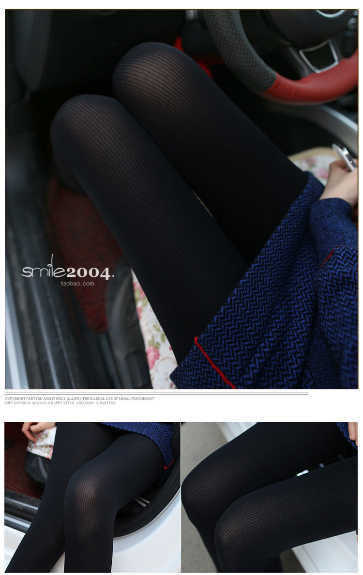 Autumn and Winter Japanese Style120D Velvet Slimming Leg Shaping Pantyhose/Foot Socks Women's Vertical Striped Black Stockings