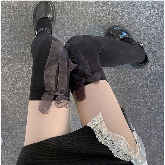 Anime JK Butterfly Knot Over-the-Knee Socks Japanese Style Girl Lolita Mid-Calf Socks Fairy Pile Socks