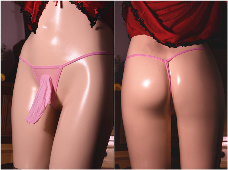 Men's Glossy Thong jj Men's Underwear Elephant T Transparent ultra-thin breathable stockings tight mesh low waist