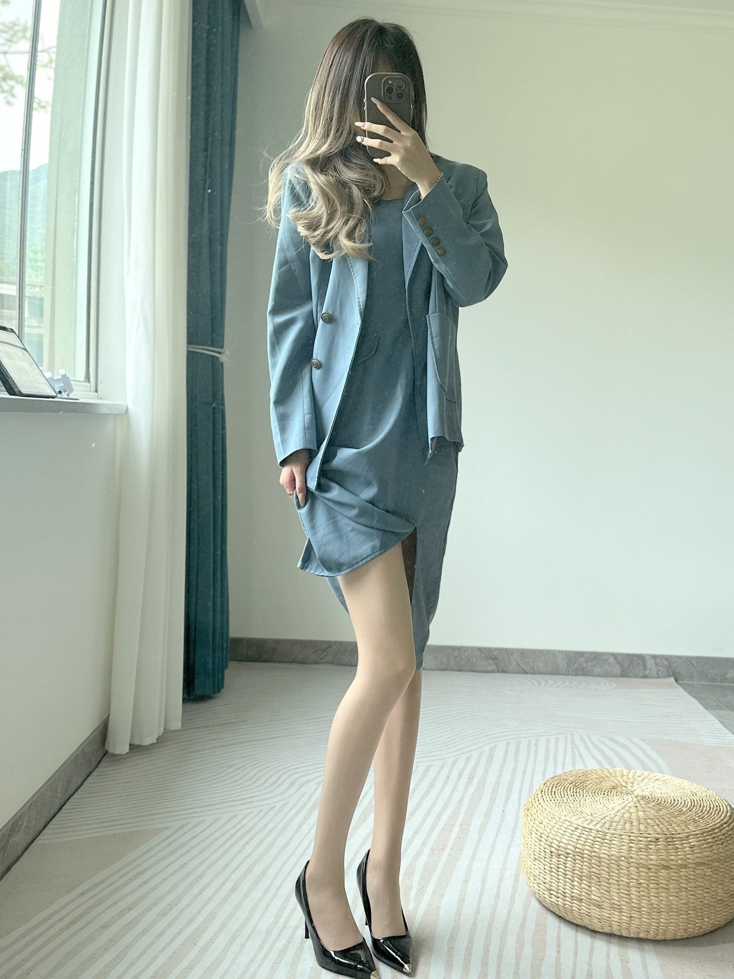 Aurora Open Crotch Stockings for Women Glossy360Seamless Sexy Silky Smooth Violet Plum Red Fashion Slimming