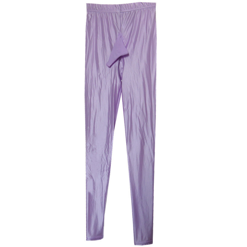 Men's Sexy Shiny Smooth Skin-Friendly Footed Back Seam Stockings Silky Ultra Elastic Tight Dance Yoga Pantyhose