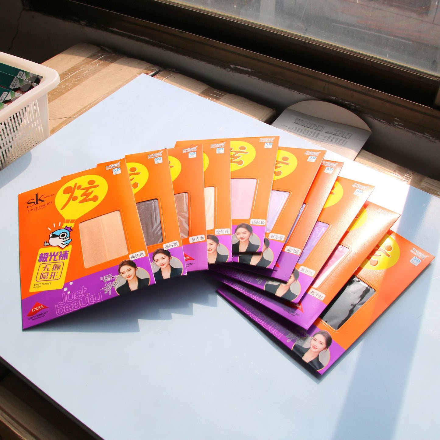 Aurora Open Crotch Stockings for Women Glossy360Seamless Sexy Silky Smooth Violet Plum Red Fashion Slimming