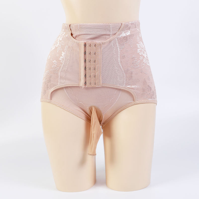 Men's Waist Slimming Pants jj Sexy Thin High-Waisted Mesh Lace Triangle Shaping Underwear with Waist Cinching