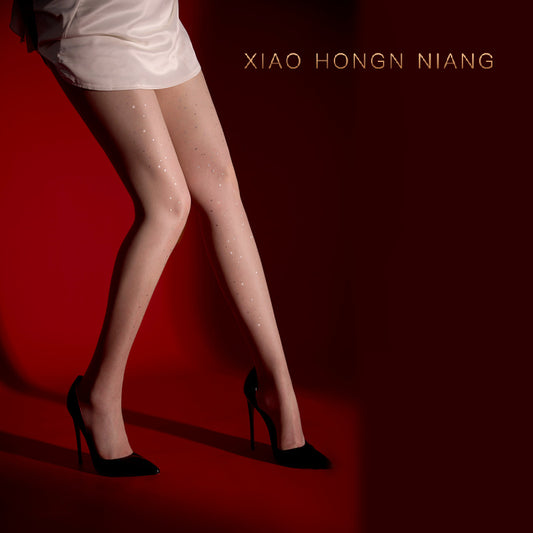 512Silky smooth sweet pure desire T Ballet Style Fishnet Stockings bling Glitter sequin black silk transparent skin-enhancing women's socks