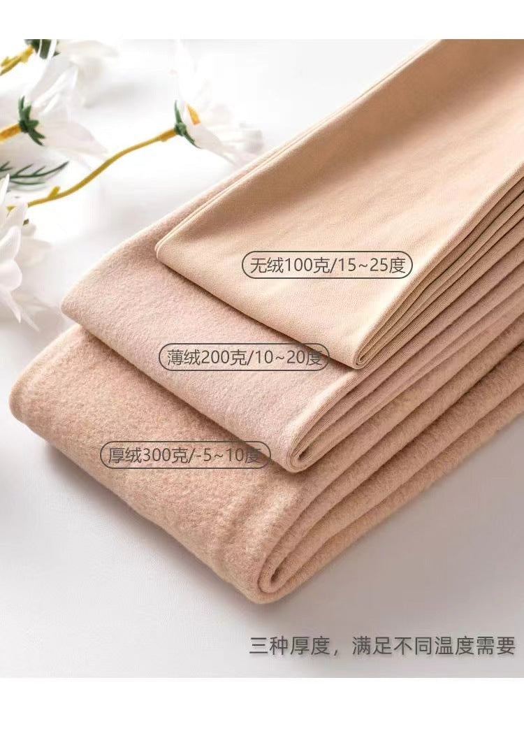 Autumn and Winter New Flower Fairy Black Silk Glossy High Waist Belly Contracting Butt-lifting Women's One-piece Fleece-lined Outerwear Leggings