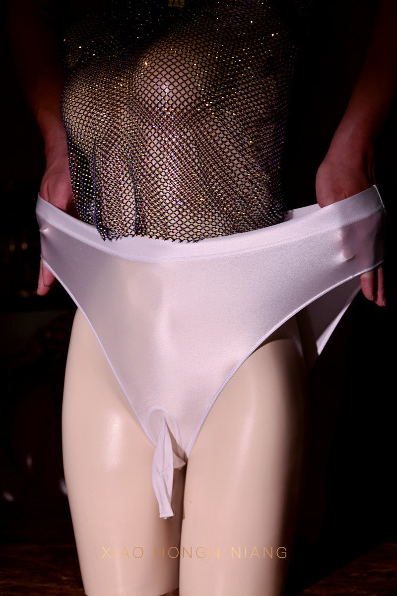 High-waisted Smooth Men's Sexy Thong T Thin and Sexy Pants jj Underwear Set Uncle Special Leather Triangle Underwear Large Size