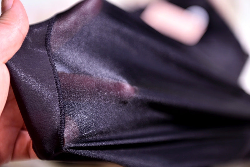 Naturally Silky Ultra-Thin Japanese Style Pantyhose Underwear Ice Silk Women's Breathable Seamless Mid-Waist Glossy Open-Crotch Briefs