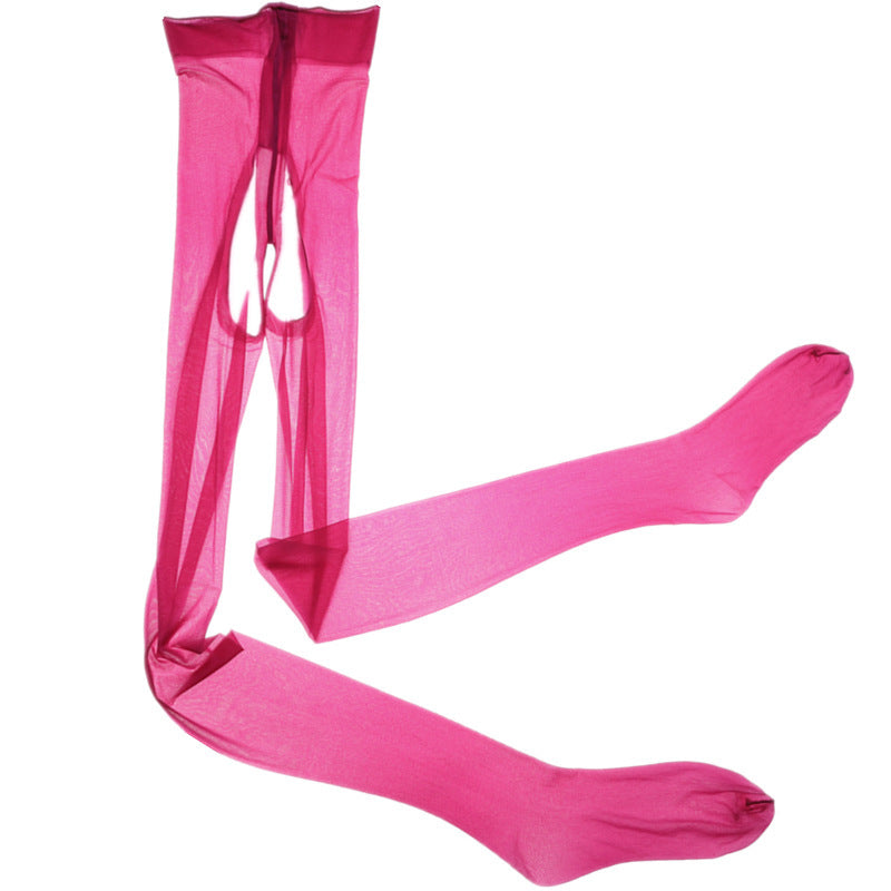 Aurora T Oil-resistant Shiny Smooth Ultra-thin Open-crotch Stockings Fully Transparent Scented High-Waisted High-Stretch Pantyhose for Women