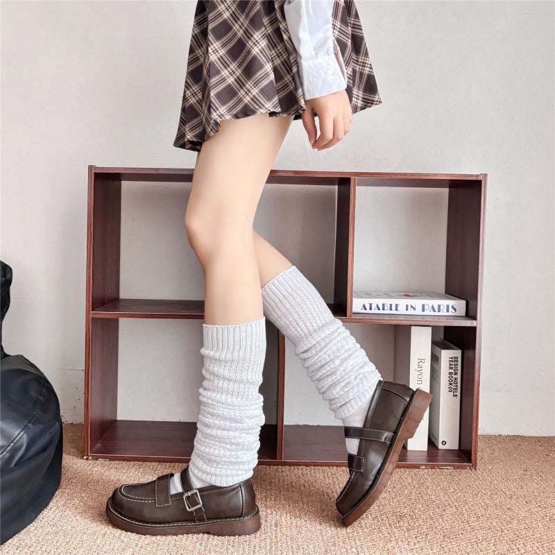 102502JK Extended High Tube Socks College Style Knee-High Calf Socks Over-the-Knee Long Socks for Women Japanese Style