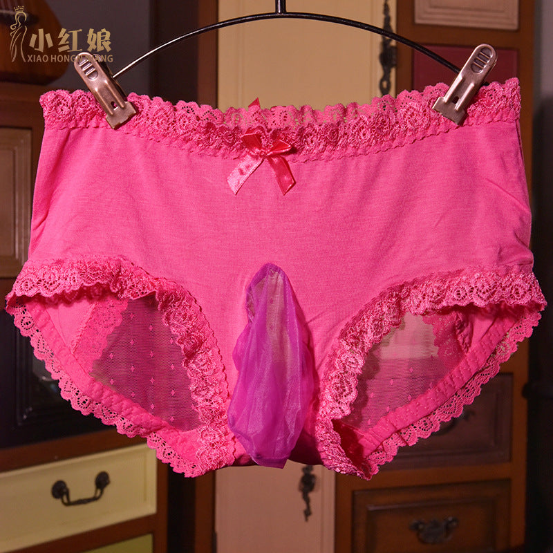 Hot-Selling Men's Underwear Ice Silk Transparent Men's Shorts Sexy Lace Triangle Underwear Bulletproof Couple Underwear Briefs
