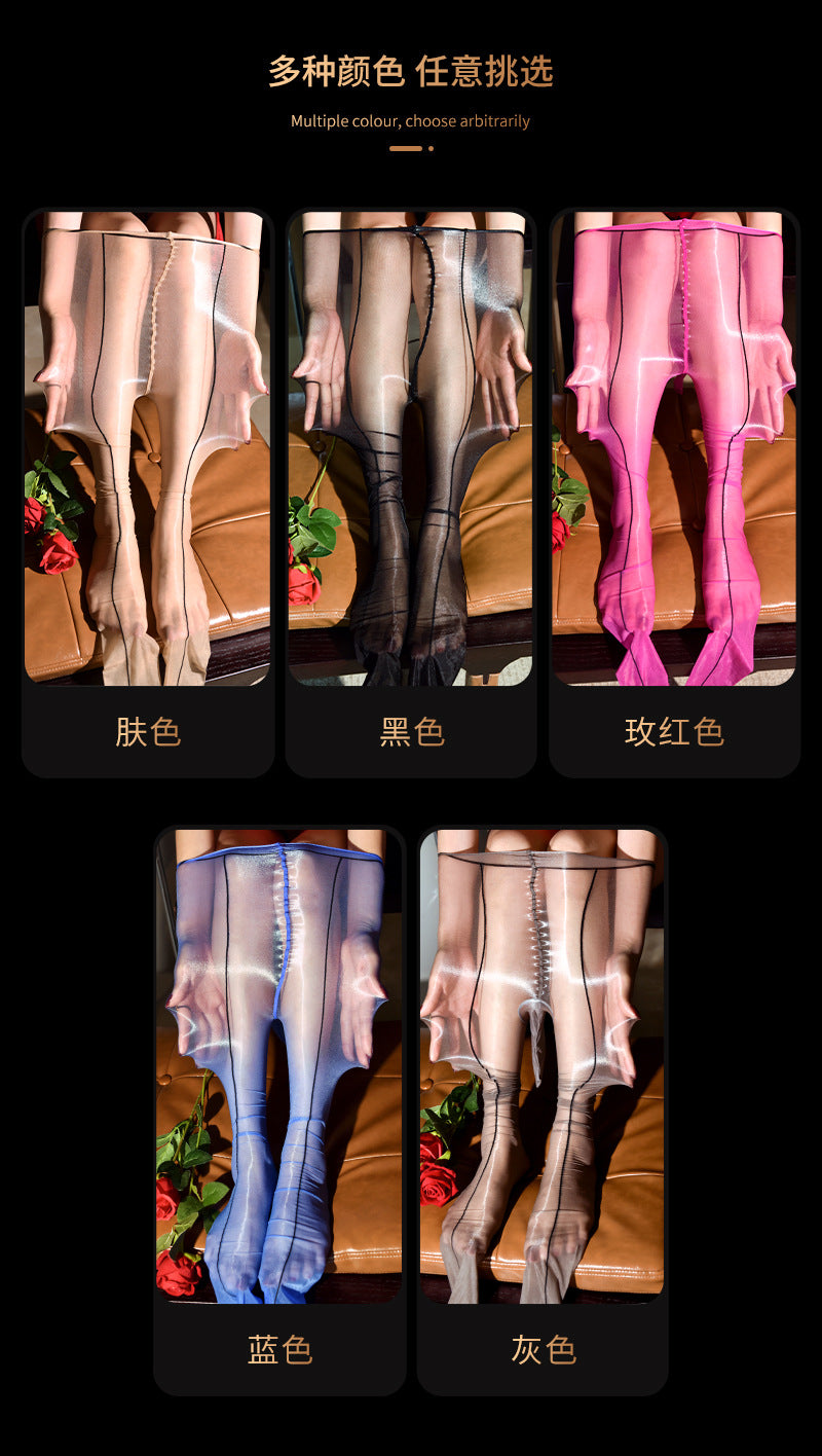 Little Red Riding Hood Aurora Ultra-Thin Silky Stockings Sexy Men's Back Seam Erotic jj Inductive Temptation Airplane