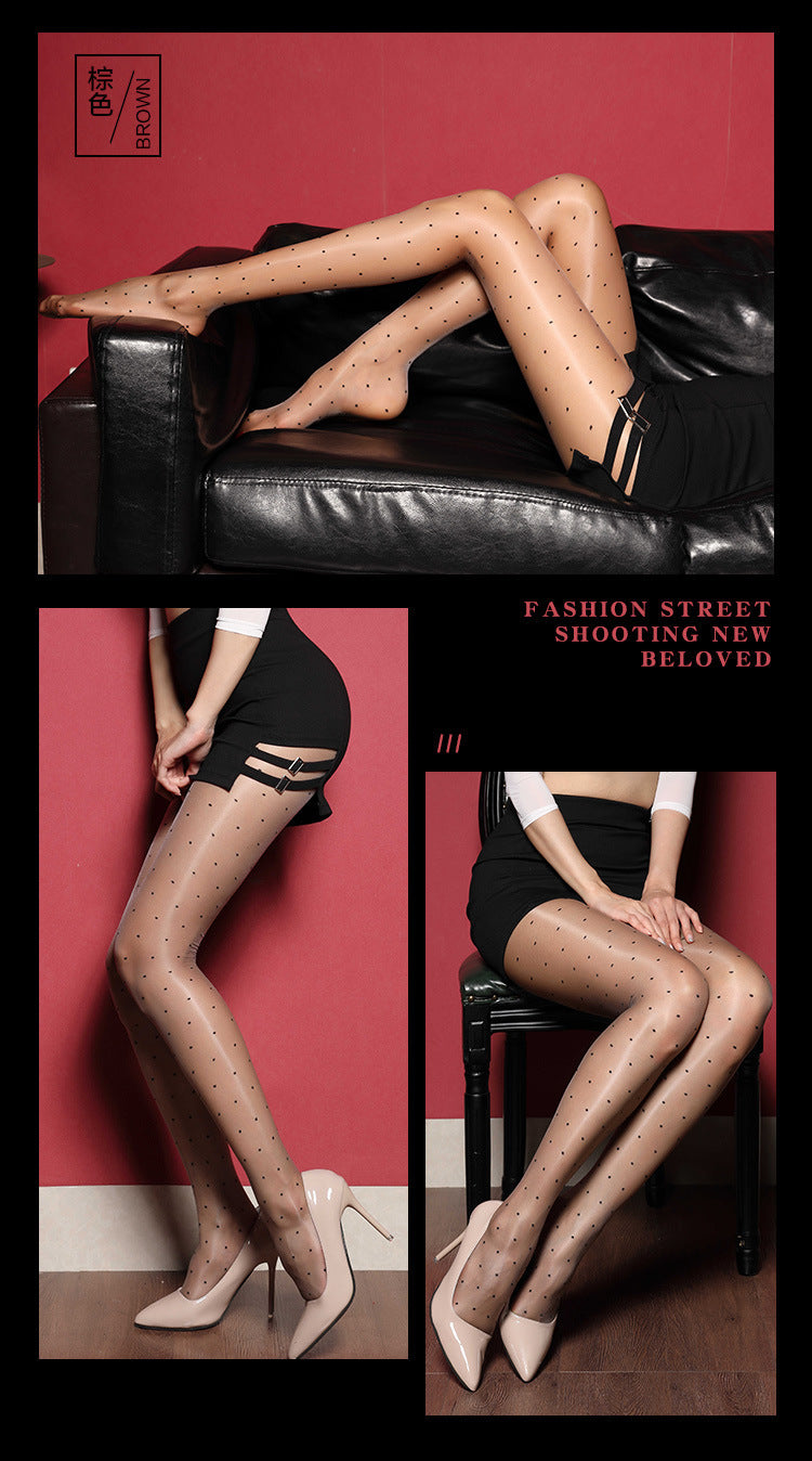 5D Aurora Polka Dot Pantyhose Ultra-Thin Skin-Friendly Sunscreen Leg Socks Sexy Foot-Shaped Toe Transparent Dot Stockings