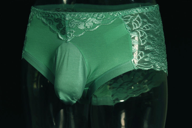 Little Red Luxury Men's Underwear Breathable Lace Sexy Briefs Pure Cotton Plus Size U Pouch Bag Underwear Shorts