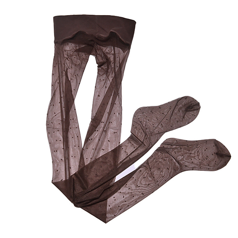 512Vintage Polka Dot Ultra-Thin Silky High-Transparency Sexy Stockings360Crotch Seamless Footed Large Size Polka Dot Stockings