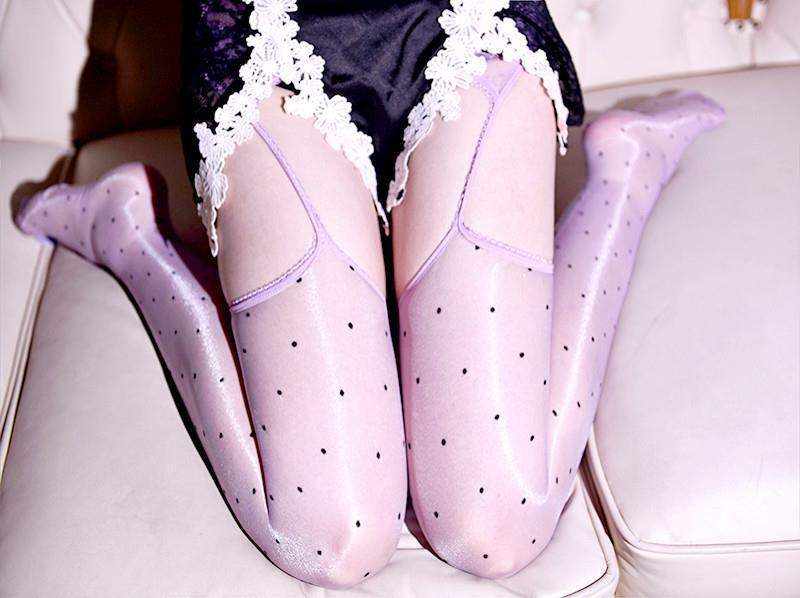 Little Matchmaker Royal Sister1D Aurora One-Piece Glossy Sexy Garter Stockings Hot Girl Polka Dot Lace Long Stockings for Women