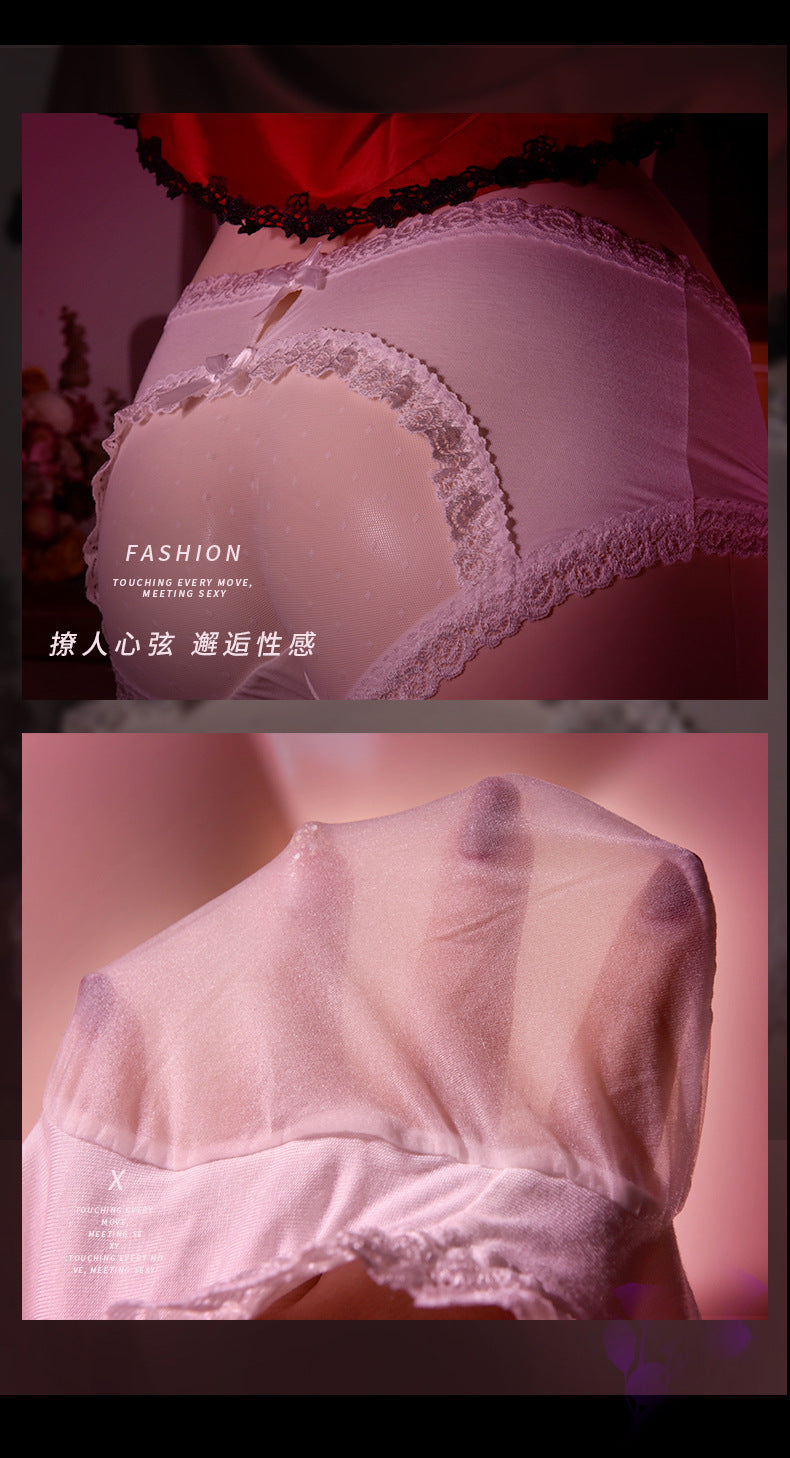 Hot-Selling Men's Underwear Ice Silk Transparent Men's Shorts Sexy Lace Triangle Underwear Bulletproof Couple Underwear Briefs