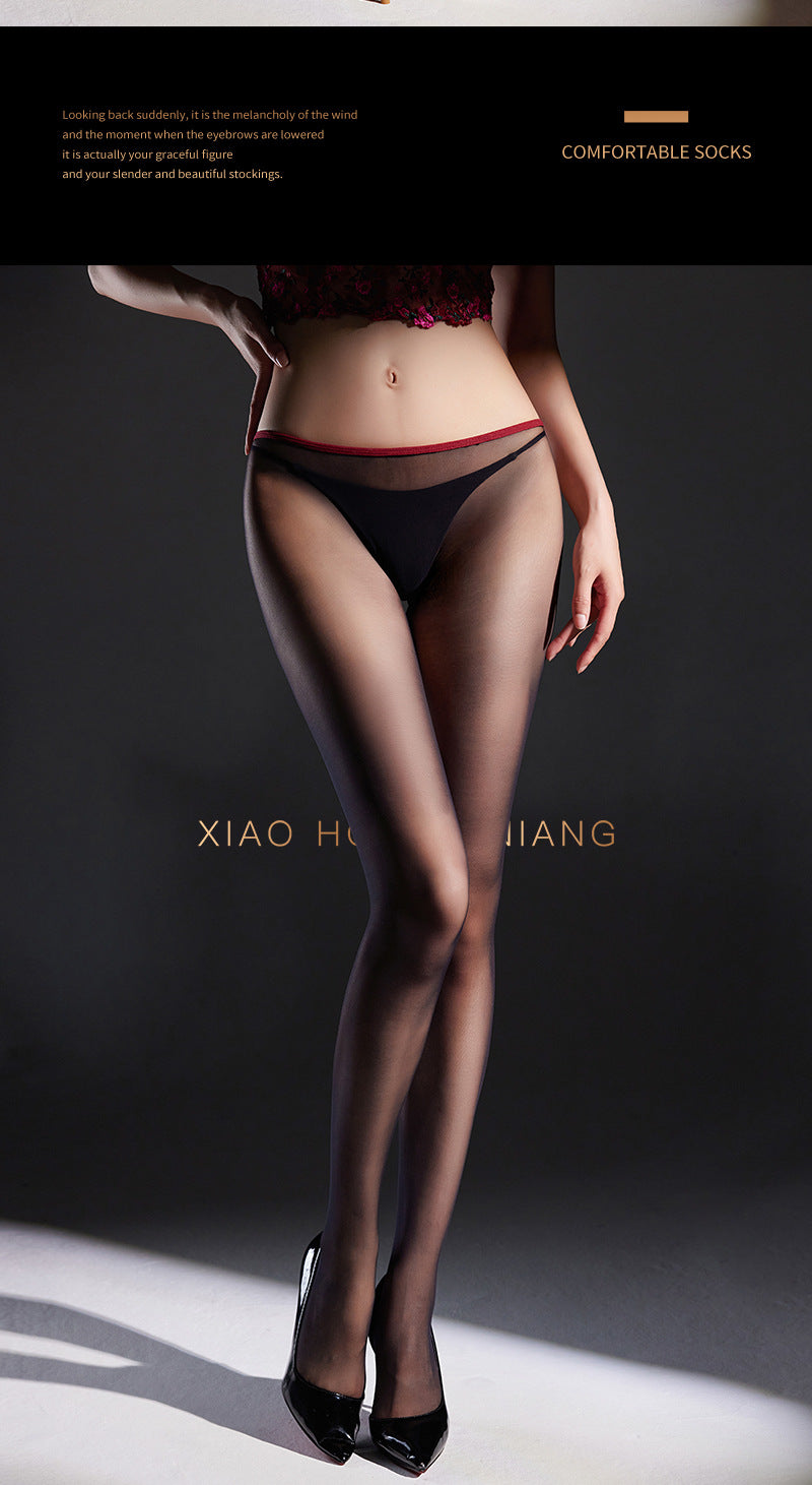 8mm Minimalist Narrow Edge Deep Crotch Seamless Stockings All Over Transparent Velvet360Seamless High Elasticity Pantyhose0D