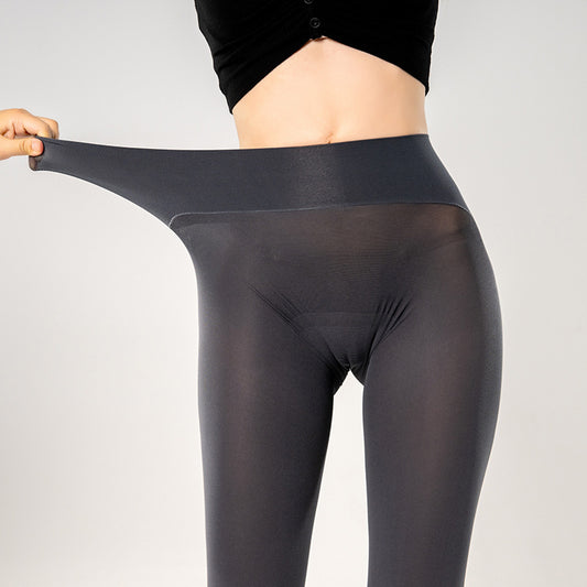 80D Velvet Seamless Deep Crotch Stockings Pantyhose Ladies Traceless Lycra Black Silk Beautiful Legs Autumn Winter Sexy Hip Lift