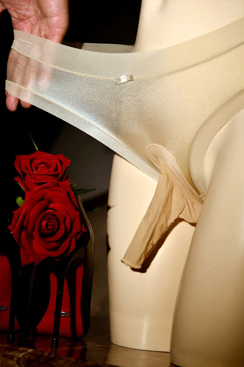 Floating Shiny Silky Men's Stockings Underwear Sexy Transparent Full Coverage Ultra-thin Seamless Summer jj Sexy Lingerie Set