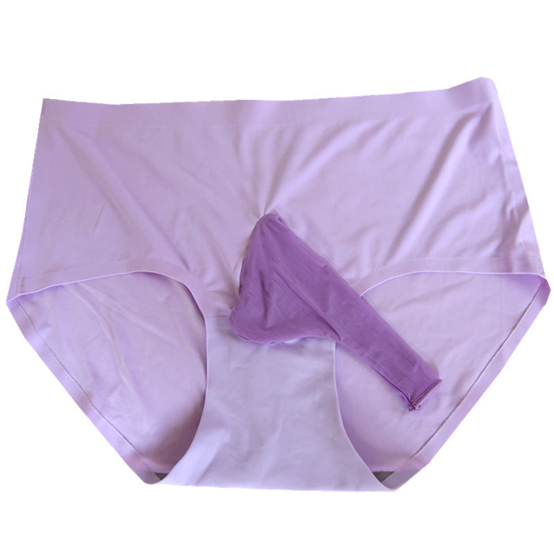 Men's Ultra-Thin Ice Silk Seamless Mask Underwear jj Sexy and Fun Youth Breathable Quick-Dry Mid-Waist Briefs