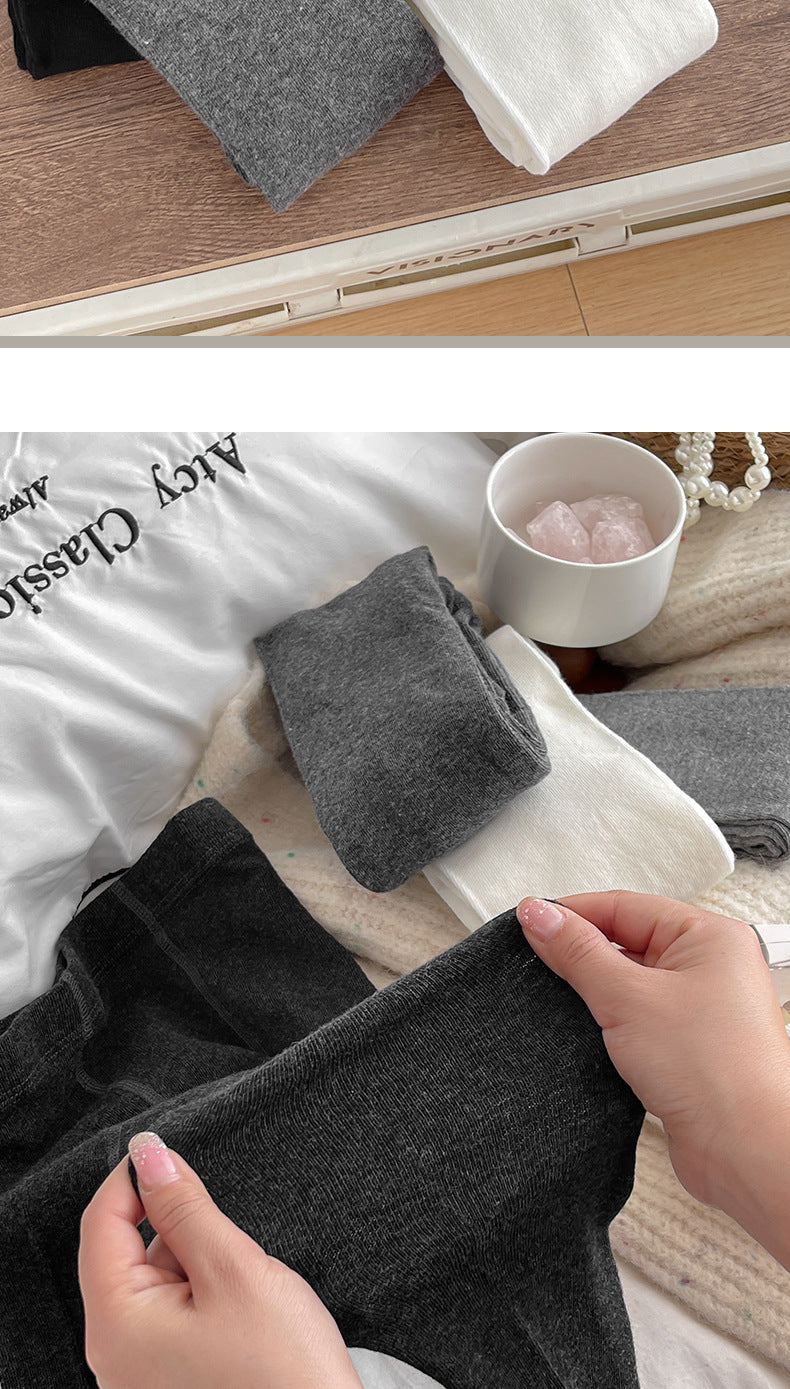 Autumn Winter New Warm Base Layer Pants Combed Cotton Plain Solid Color Stockings Milk White Simple Versatile Pantyhose Single-Sided Cotton