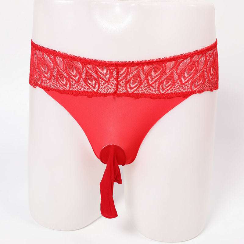 Men's Ice Silk Underwear Lace Sexy Ultra-thin Breathable Seamless Briefs Men's Underwear jj Sexy Stockings and Panties Set