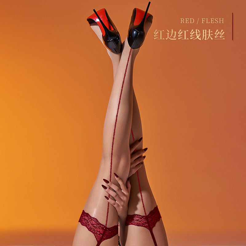 Little Matchmaker Lace Strap Black Silk Aurora Glossy Leg Shiny Lace Stockings No-Remove Sexy Fun Ultra-Thin Women