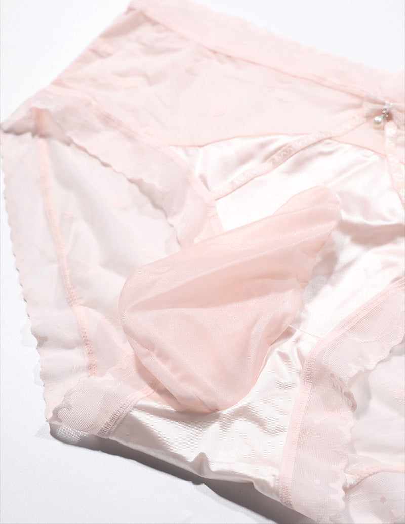 Light Luxury Sexy Men's Transparent Lace Underwear Seamless Breathable Thin Bare Feel jj Set of Triangle Underwear Thin and Smooth Comfortable