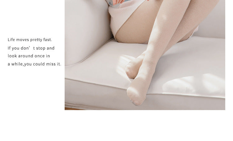 600Cotton Long Pantyhose for Tall People Gray Bare Leg Tights with Fleece Extra Long High Waist Hip Lift Footed Socks